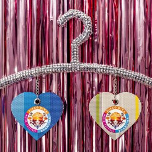 portachiavi disco diva azzurro e beige